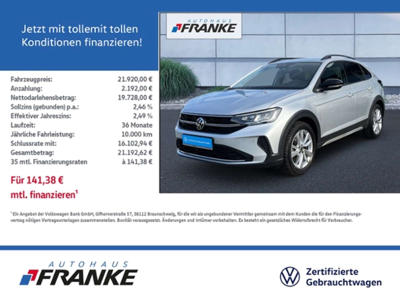 Volkswagen Taigo 2025 — 1.0 TSI, Goal, LED, AHK, Navi