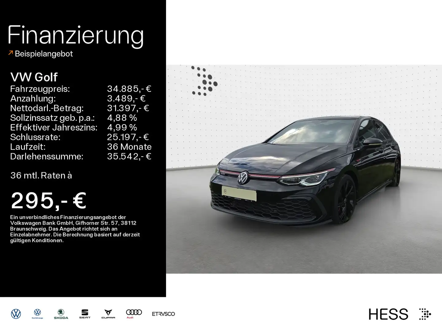 Volkswagen Golf GTI Golf VIII 2.0 TSI DSG GTI*IQ.LIGHT*PANO*DIGITAL* Schwarz - 1