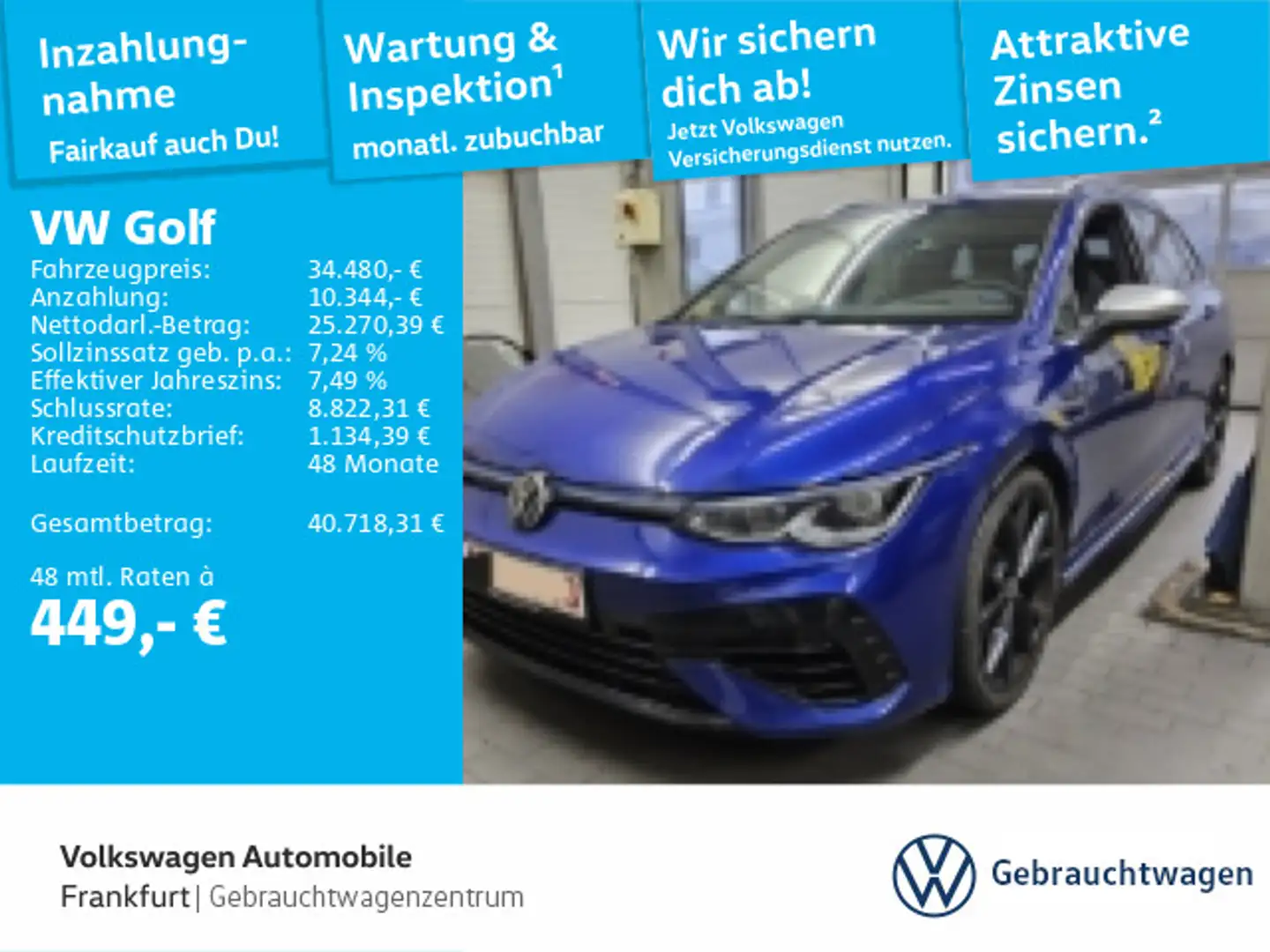 Volkswagen Golf Variant Golf VIII 2.0 TSI R DSG 4Motion IQ.Light Navi AC Blau - 1
