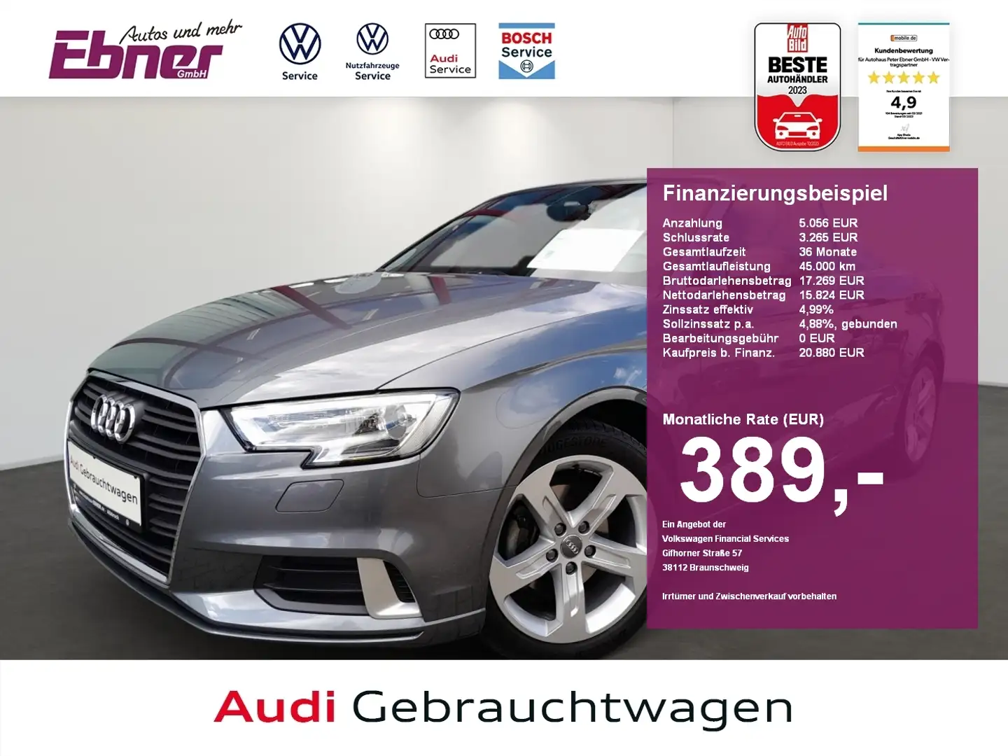 Audi A3 Cabriolet SPORT 1.4TSI XENON+SITZHZG+PDC+BLUETOOTH Gris - 1