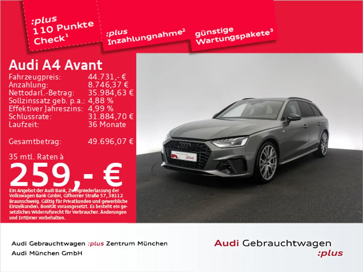 Audi A4 40 TFSI S tronic 2x S line Pano/AHK/Mat Gris - 1