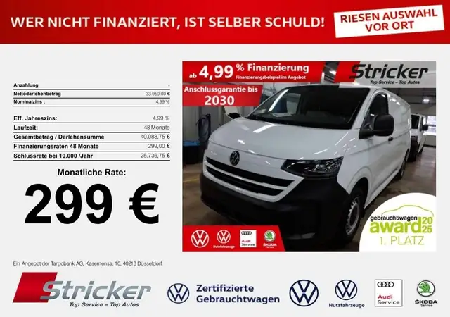 Volkswagen T7 Transporter Kasten langer Radstand 299,-ohne Anzahlung Navi A