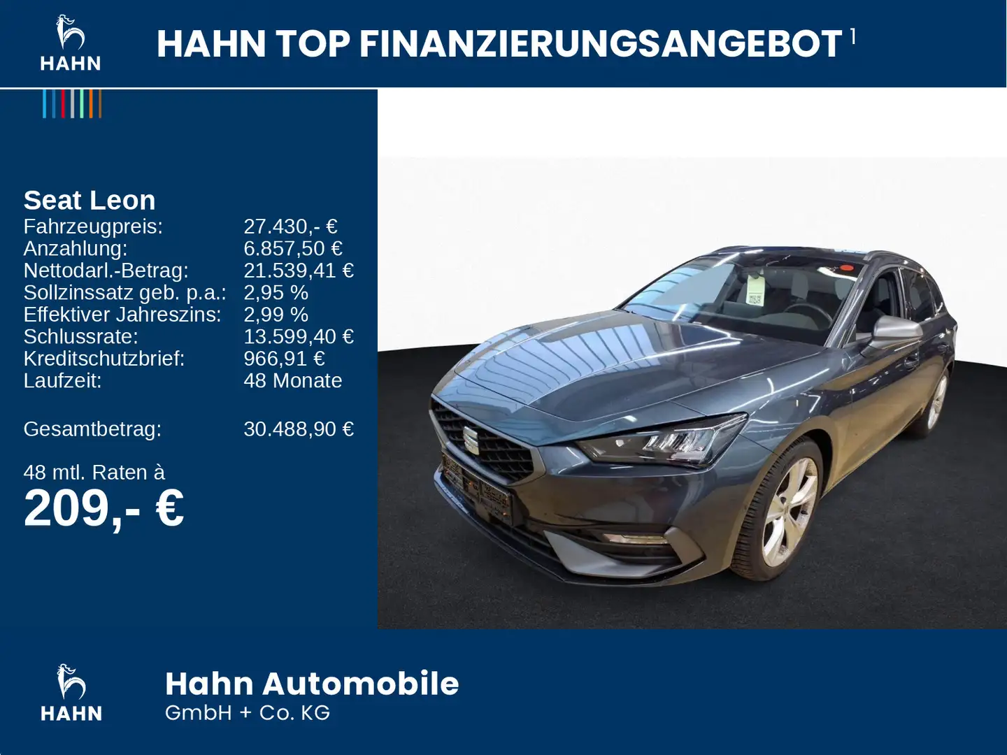 SEAT Leon Sportstourer 1.5eTSI DSG FR ACC Cam LED Nav Grau - 2