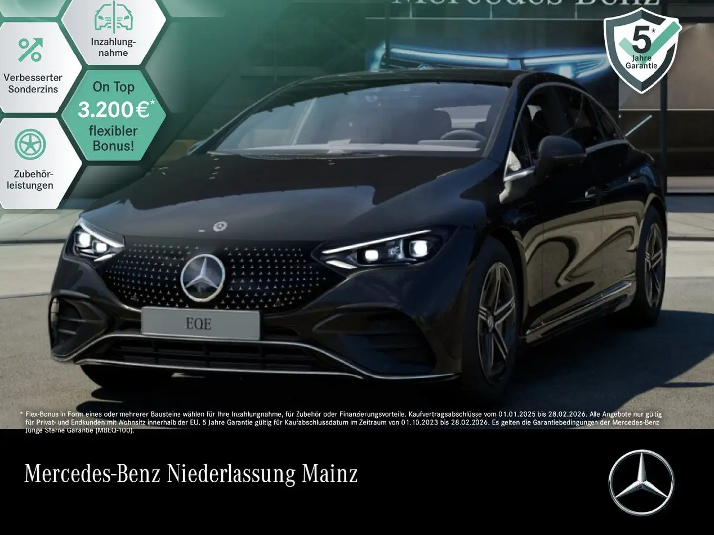 Mercedes-Benz EQE 300 AMG Fahrass WideScreen Pano Burmester PTS Schwarz - 1