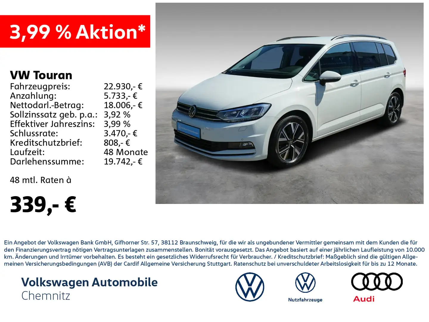 Volkswagen Touran 2.0 TDI Highline AHK ACC DAB+ LED USB Blanc - 1