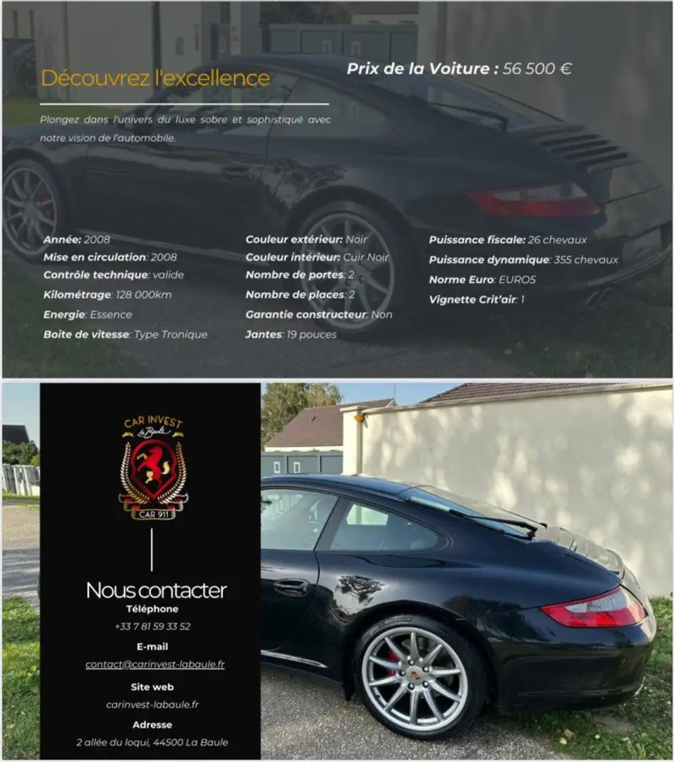 Porsche 911 types 997 carre4s Černá - 1
