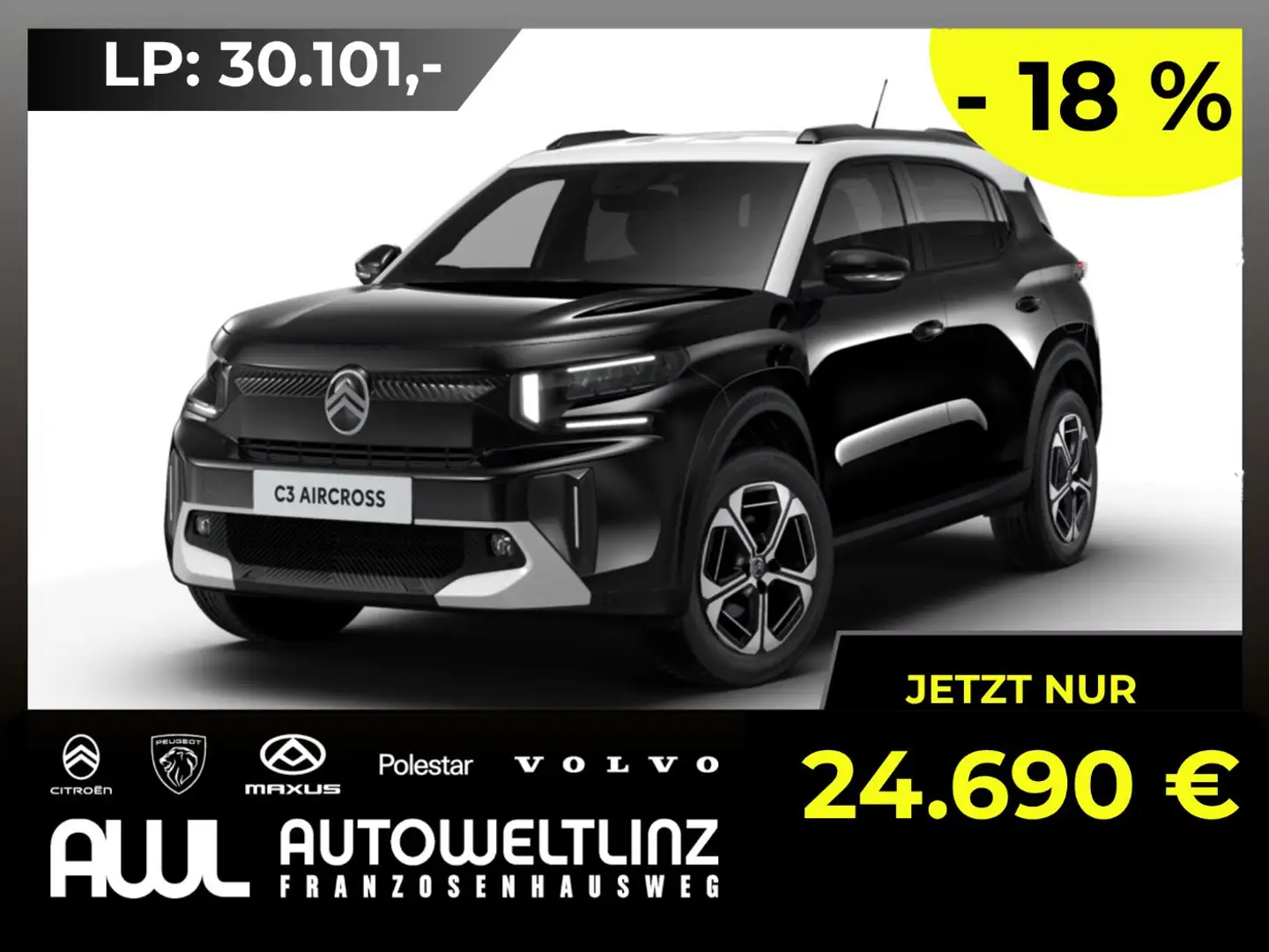 Citroen C3 Aircross 145PS MAX +Tageszulassung+ Schwarz - 1