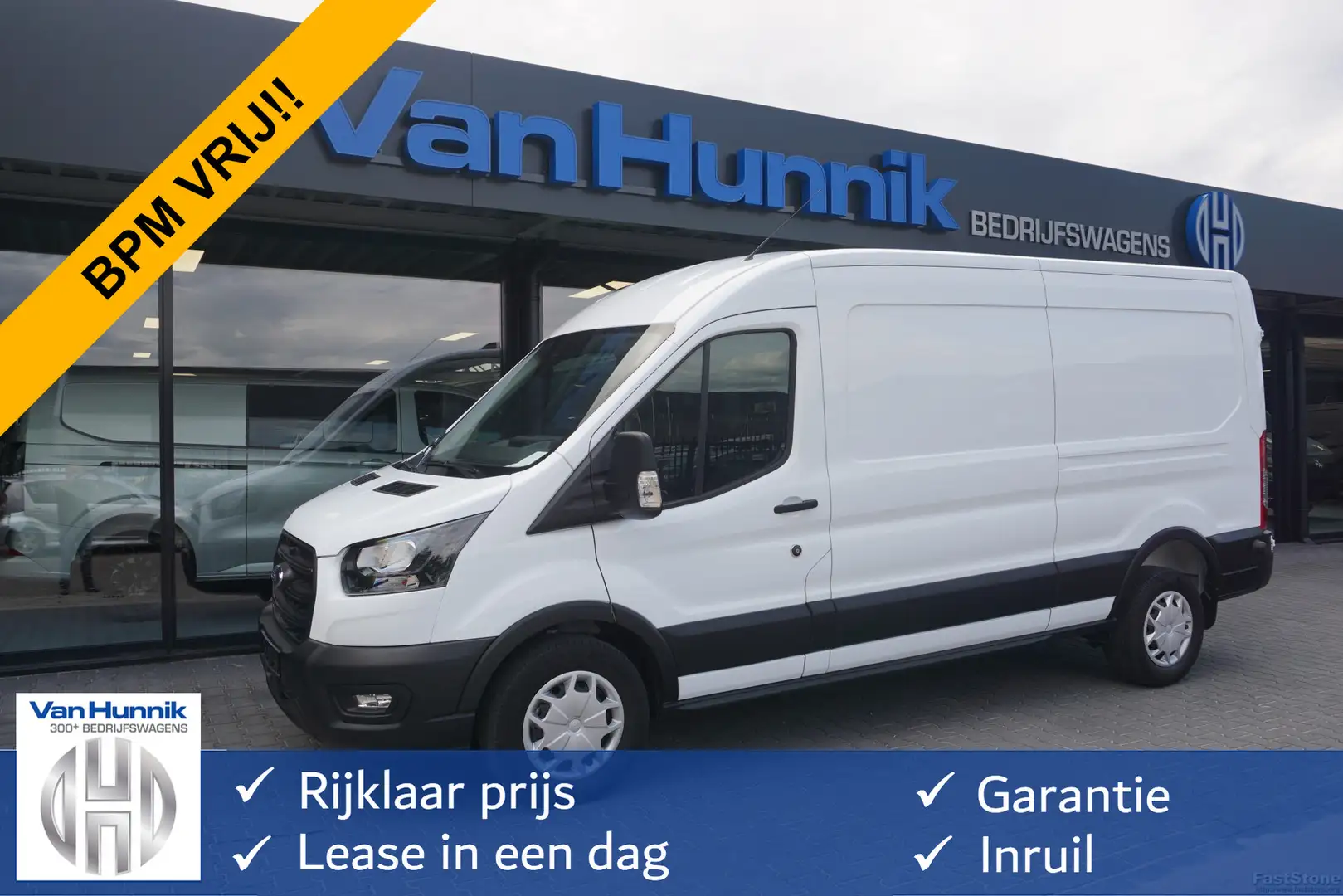 Ford Transit 350L 130PK AUT L3H2 BPM VRIJ!! 12" Sync 4 Navi, Ca Blanc - 1