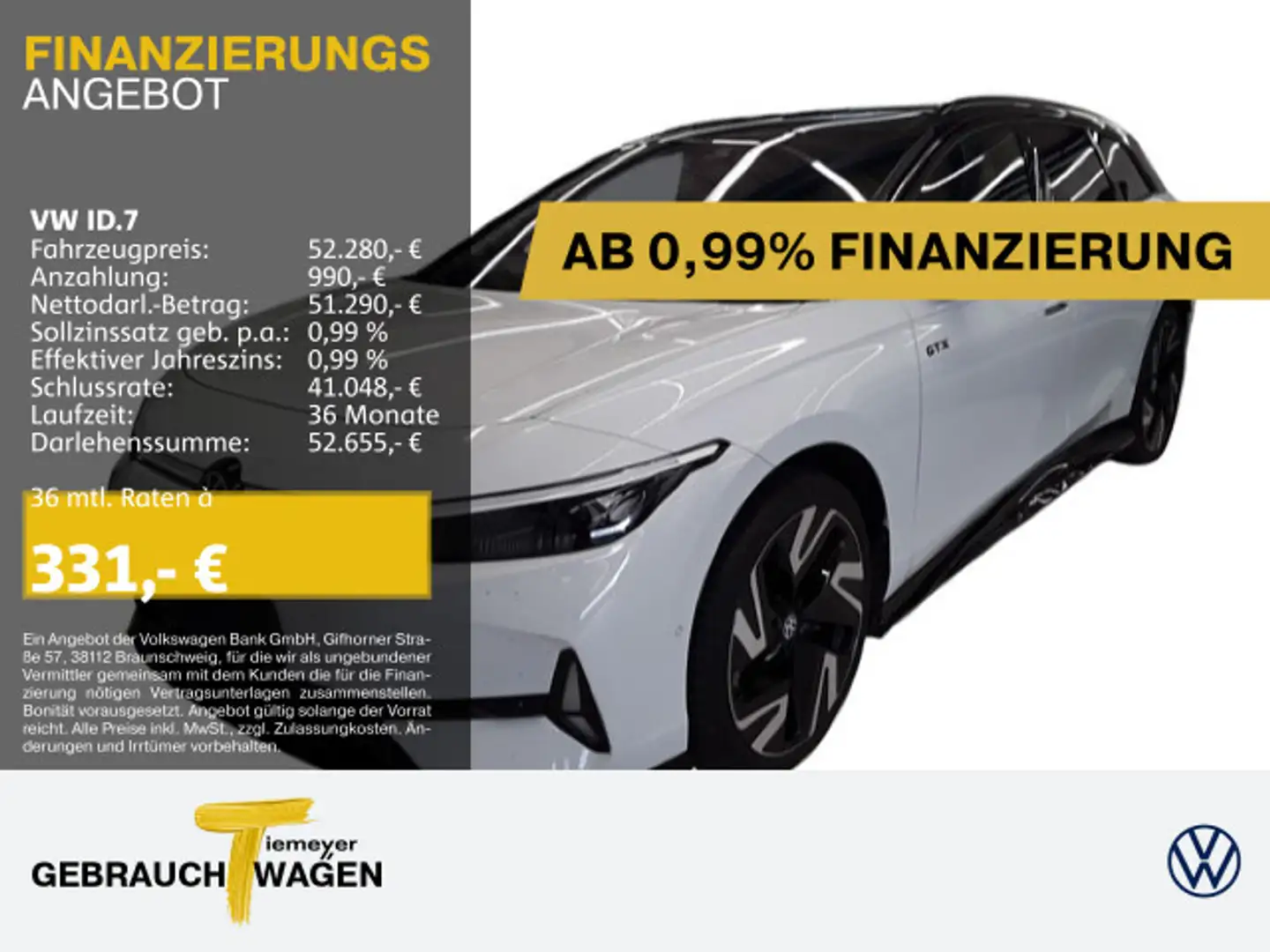 Volkswagen ID.7 Tourer GTX 4M PANO HARMAN LM21 DCC AHK WÄRM Weiß - 1