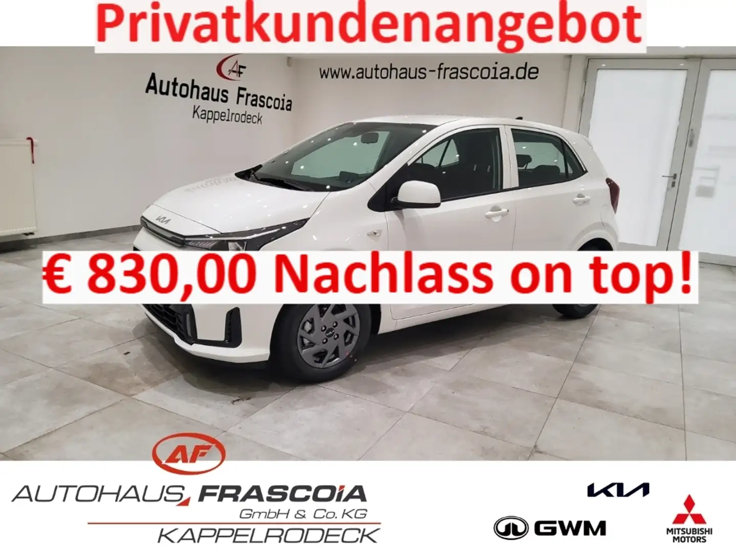 Kia Picanto 1.2 VISION Navi Rückfahrkam PDChi. SHZ LenkradHZG Weiß - 1