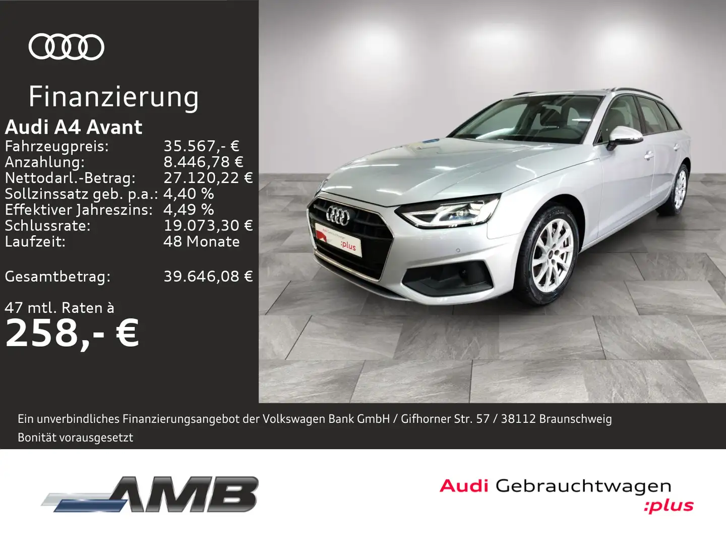 Audi A4 40 TDI AHK/Navi+/Standzg/el.Heck/04.29G Silber - 1