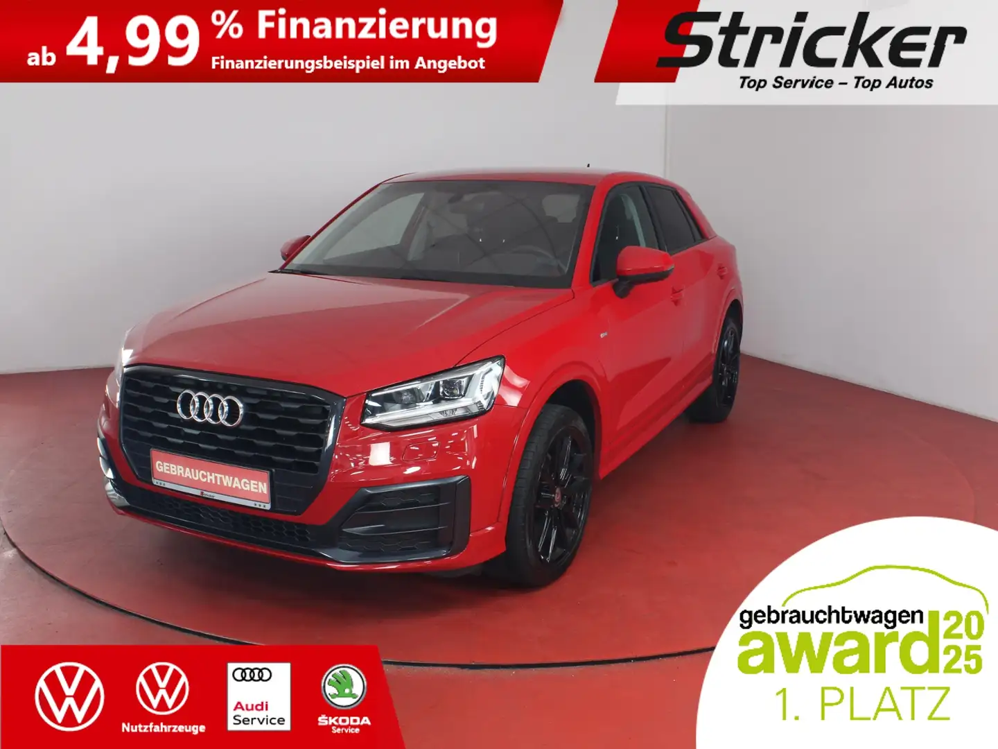 Audi Q2 S-line 1.4TSI 225,-ohne Anzahlung Bluetooth Tempo Rot - 1