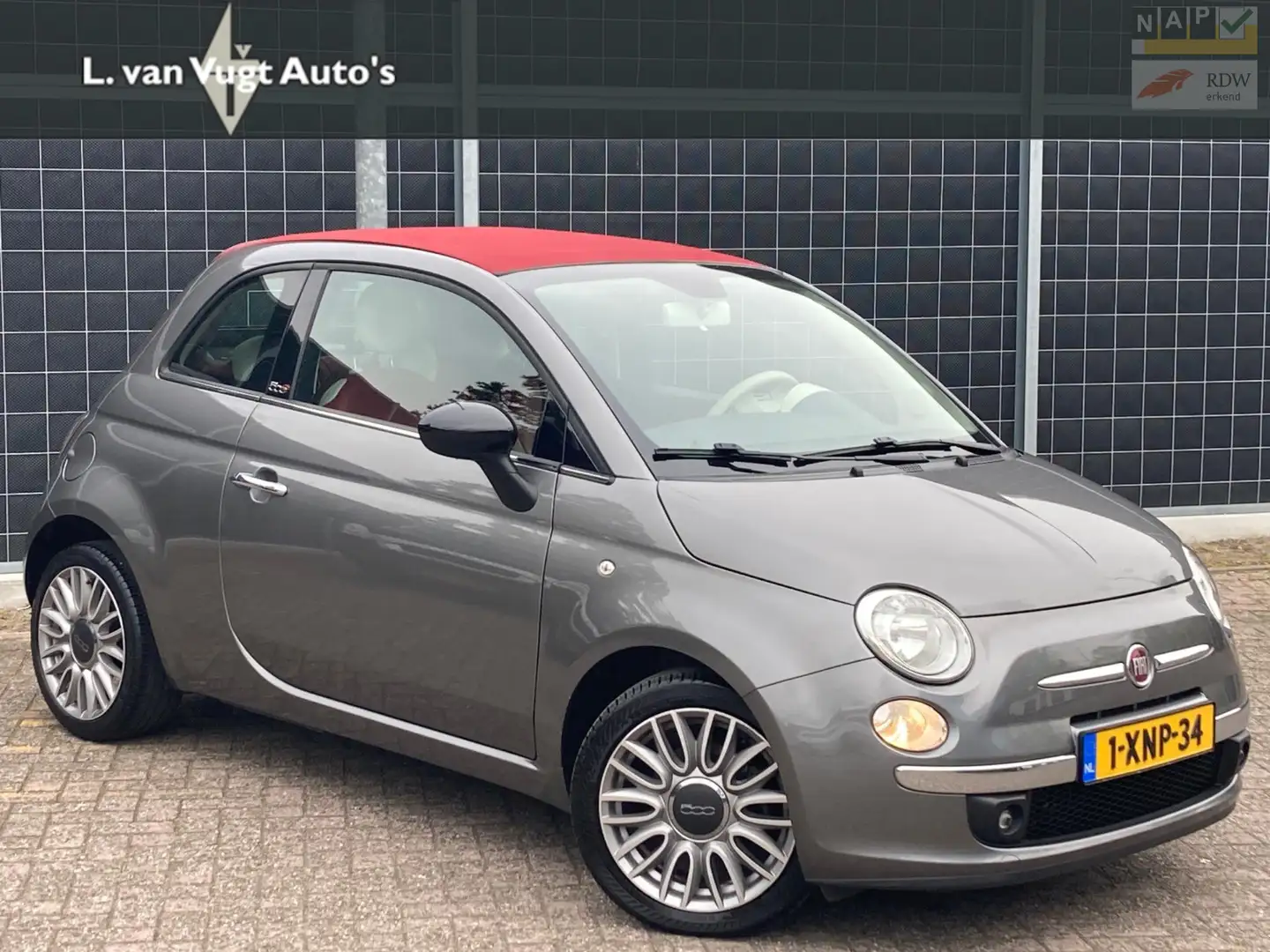 Fiat 500C 0.9 TwinAir Lounge Cabrio leder Gris - 1