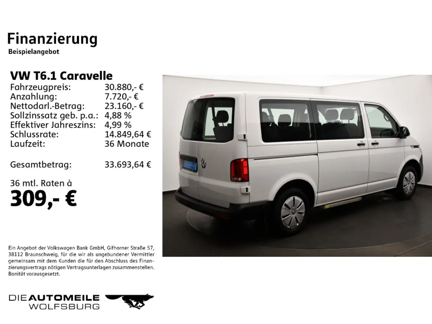 Volkswagen T6.1 Caravelle 2.0 TDI Klima/Radio Weiß - 2