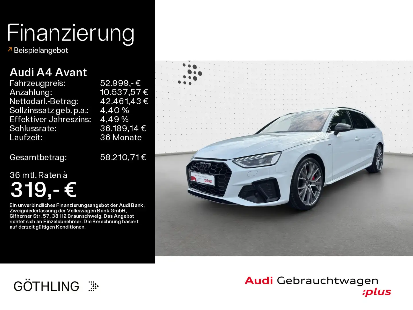 Audi A4 45 TFSI qu 2x S line S tro*B&O*HUD*Pano Blanc - 1
