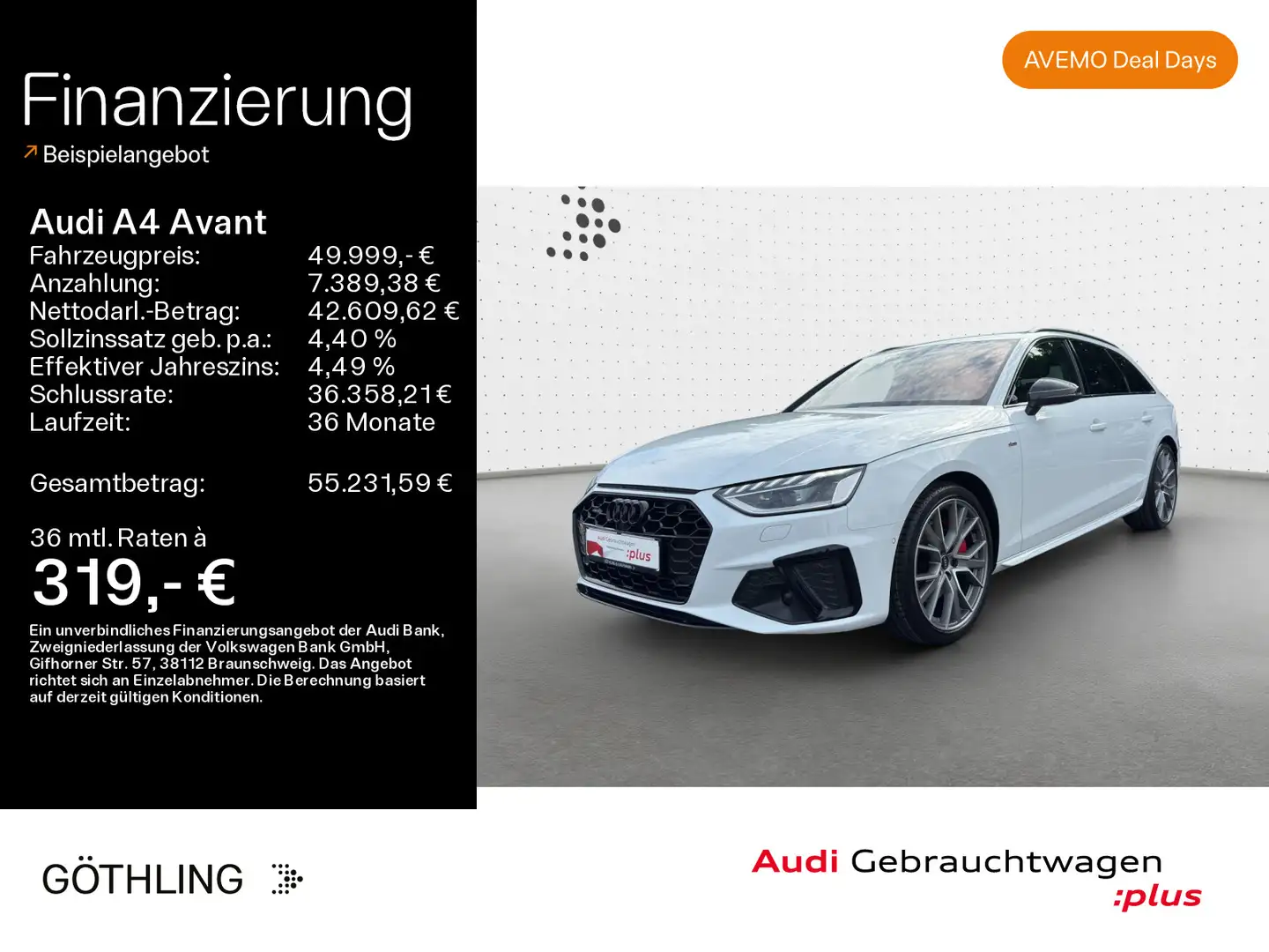 Audi A4 45 TFSI qu 2x S line S tro*B&O*HUD*Pano Weiß - 1