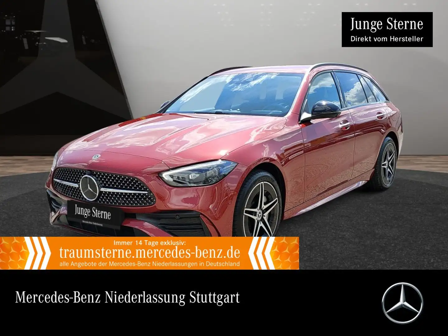Mercedes-Benz C 300 e T AMG+NIGHT+360+AHK+KEYLESS+9G Rot - 1