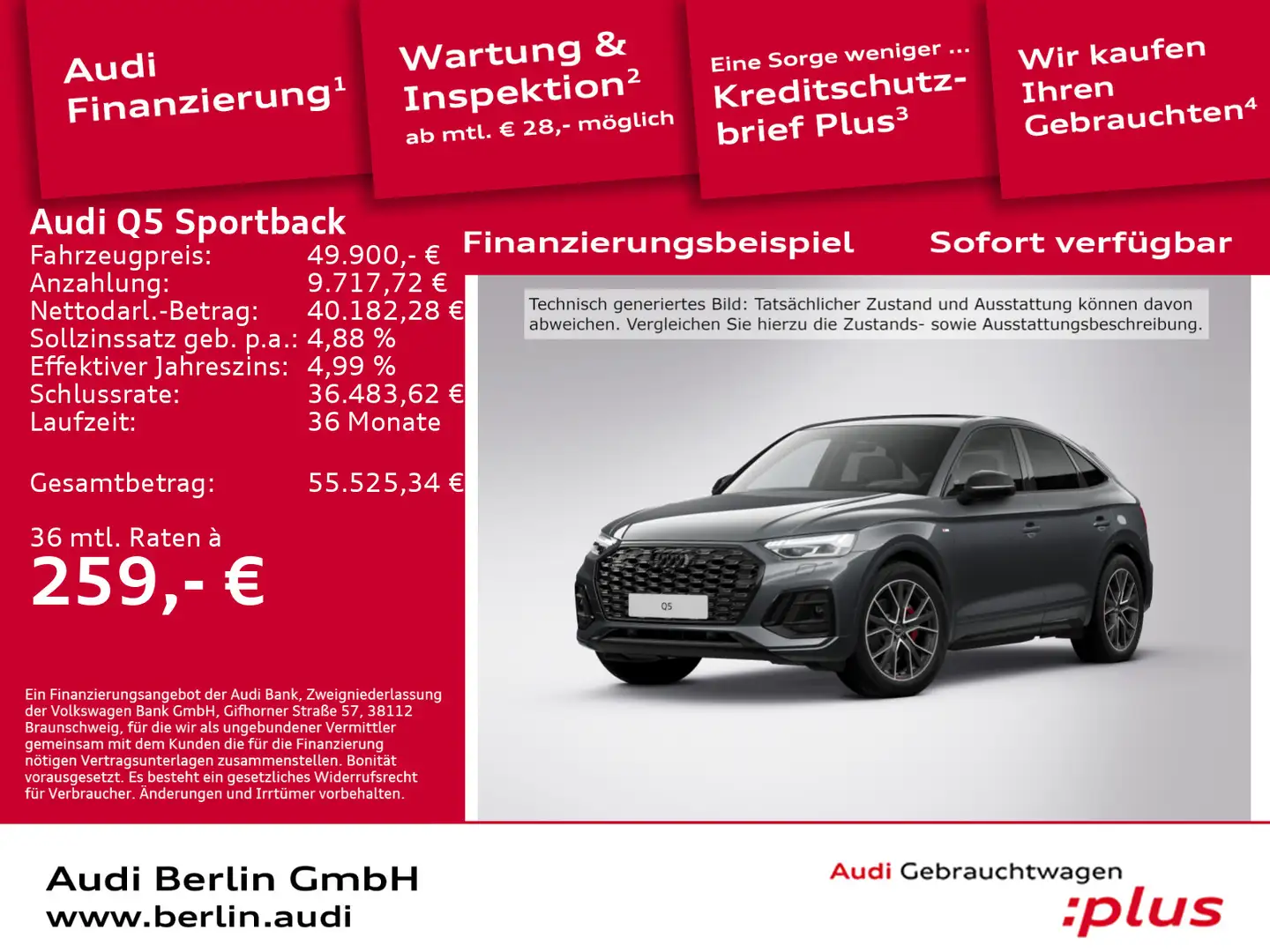 Audi Q5 S line 45 TFSI qu. S tr. AHK MATRIX Grau - 1