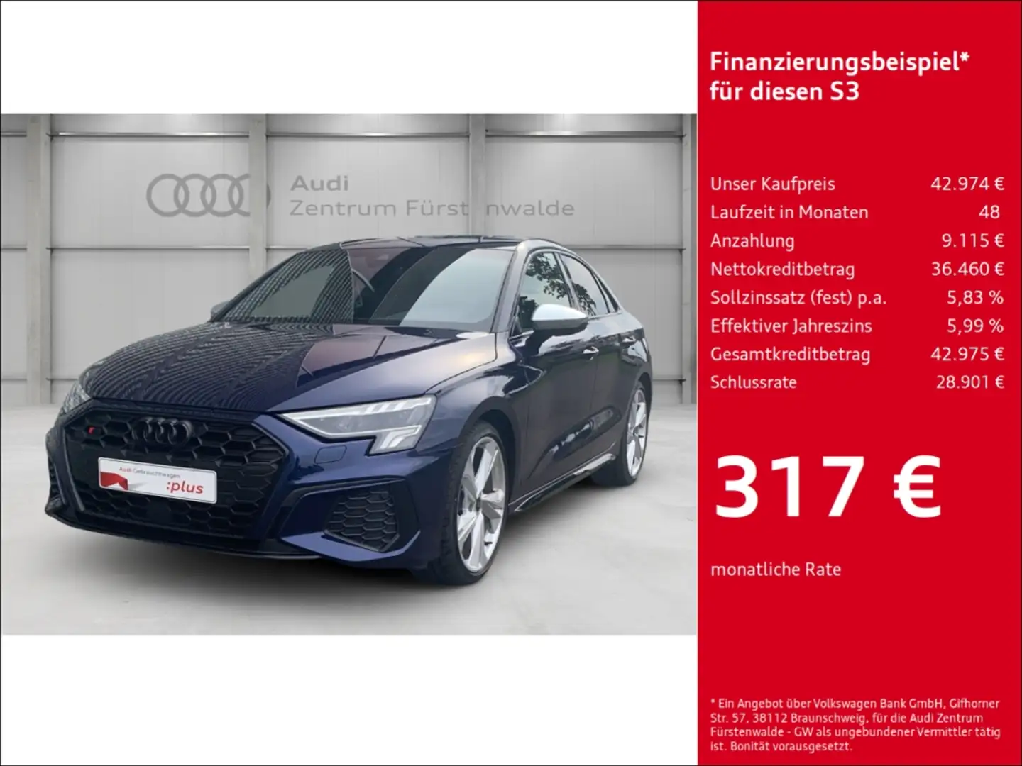 Audi S3 Limousine 2.0 TFSI quattro S tronic Navi Digitales Blau - 1