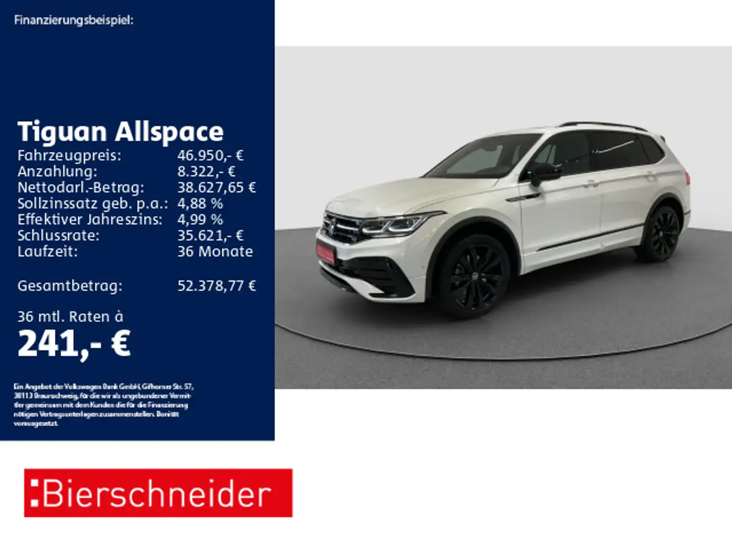 Volkswagen Tiguan Allspace 2.0 TSI DSG 4Mo R-Line Black 7SI Weiß - 1