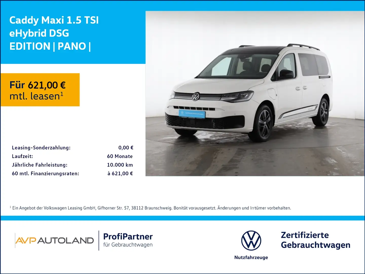 Volkswagen Caddy Maxi 1.5 TSI eHybrid DSG EDITION | PANO | Schwarz - 1