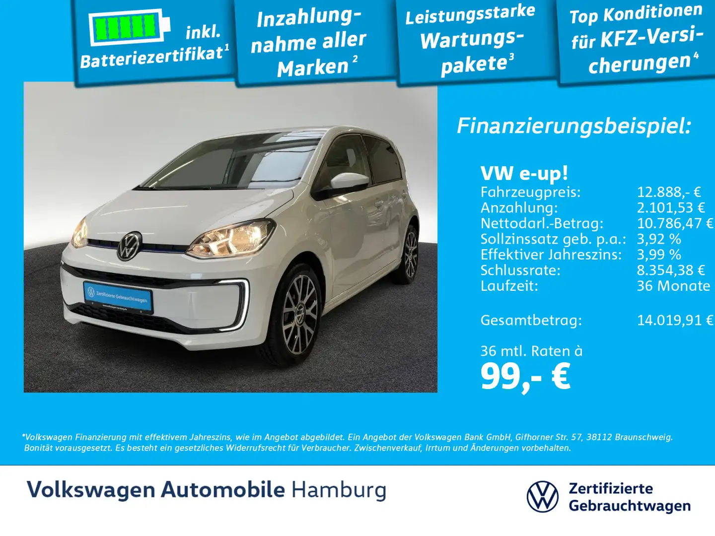 Volkswagen e-up! Move Rückfahrkamera Climatronic Sitzhzg Blanc - 1