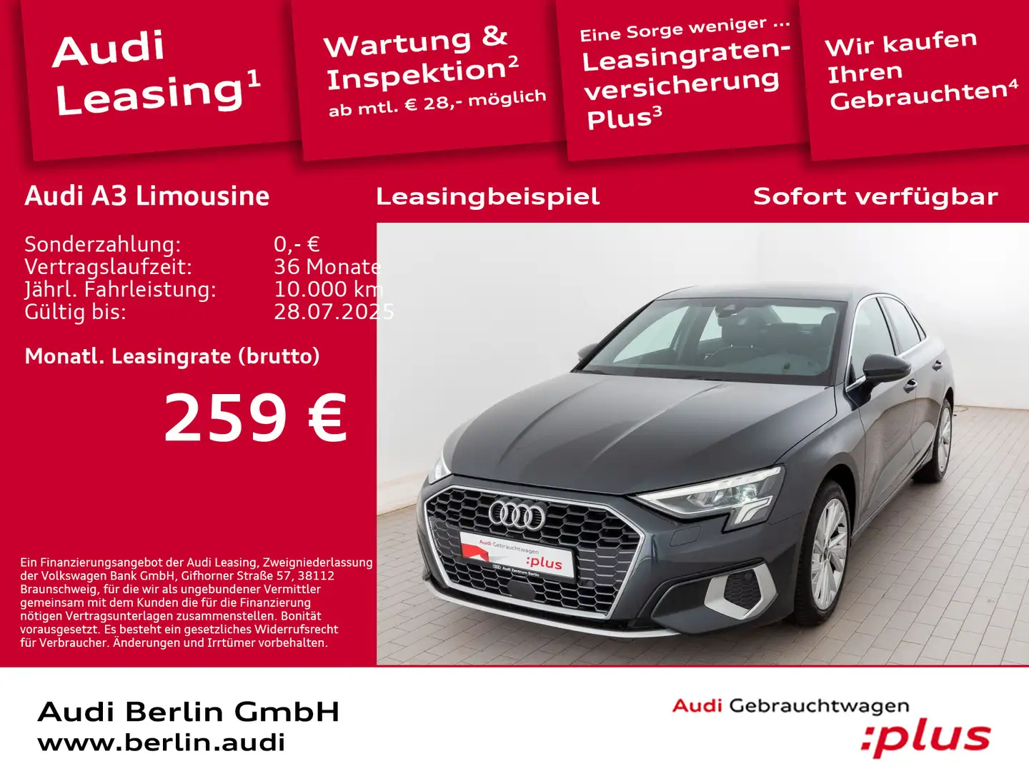 Audi A3 advanced 30 TDI S tr. AHK PDC RFK Grau - 1