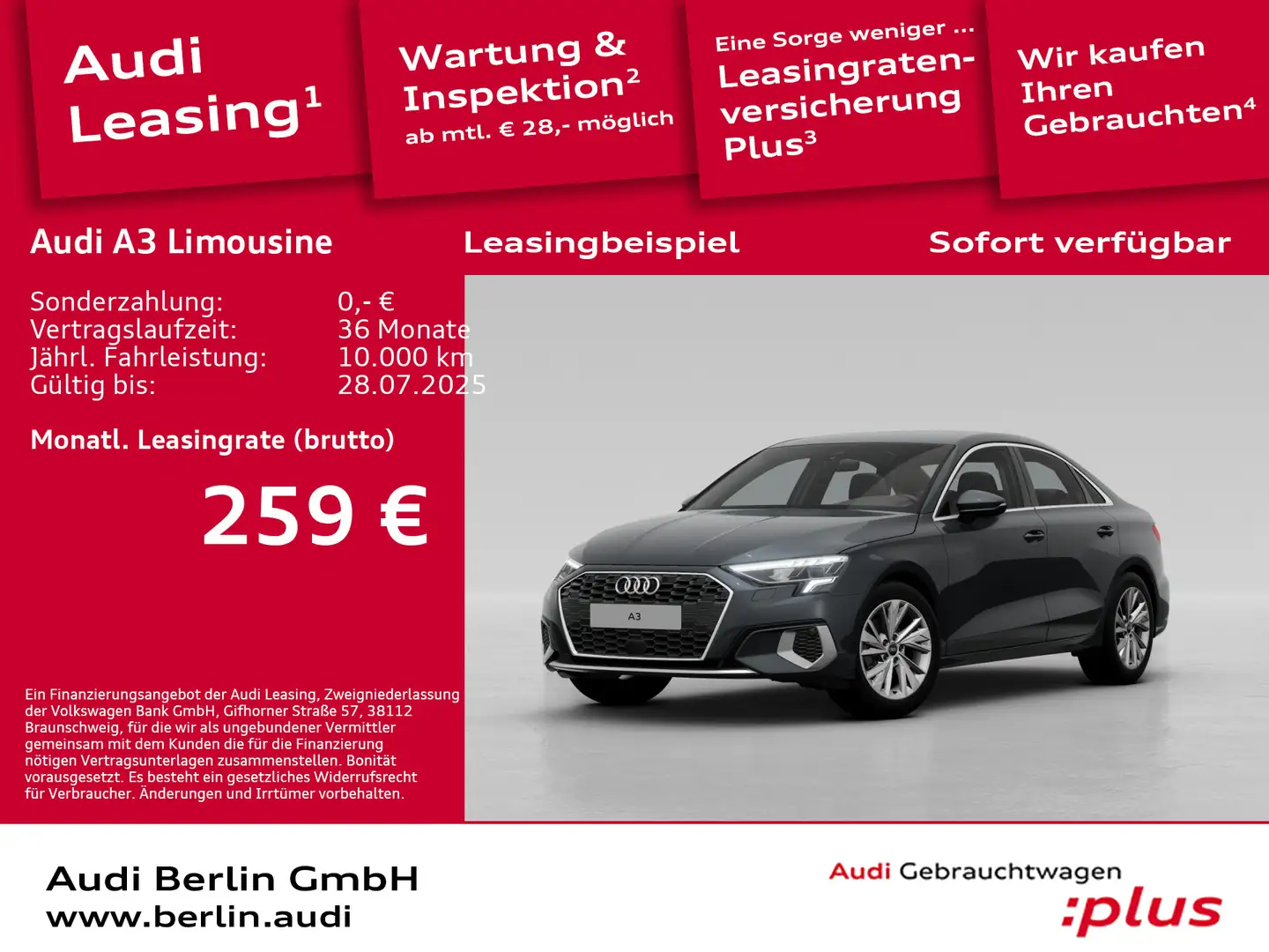 Audi A3 advanced 30 TDI S tronic Grau - 1