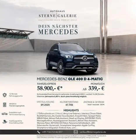 Mercedes-Benz GLE 400 KEYLESSENTRY/RÜCKFHRKAMERA/LEDSCHEINWERF