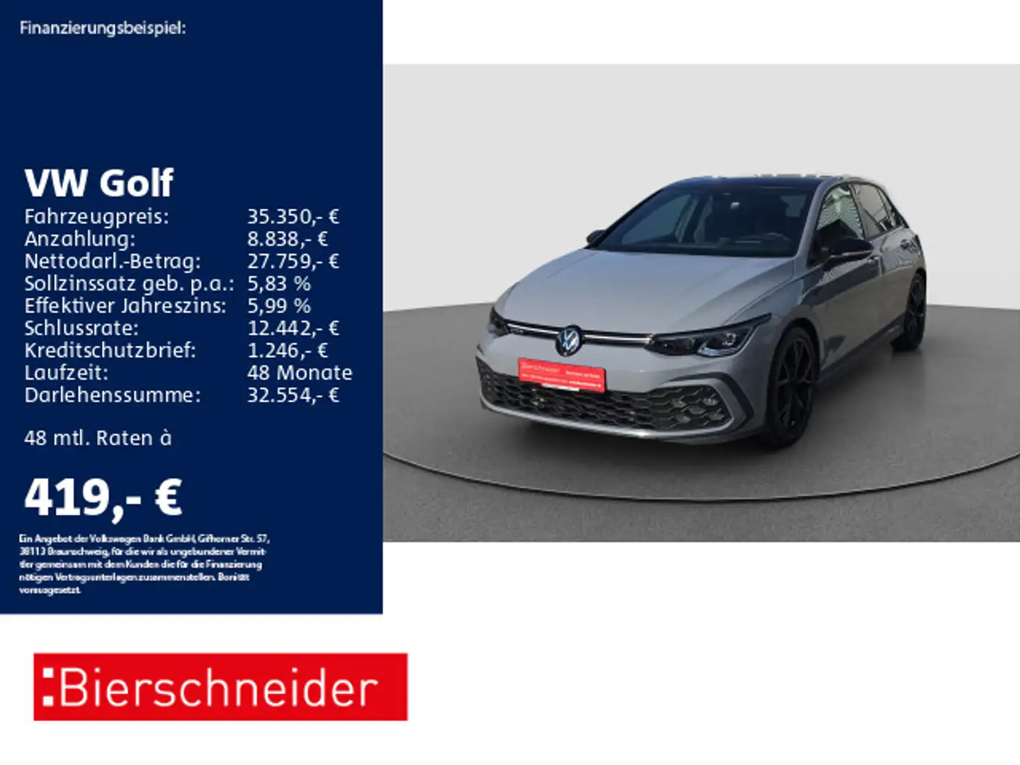Volkswagen Golf 8 2.0 TDI DSG GTD Black 19 AHK MATRIX PANO Grau - 1