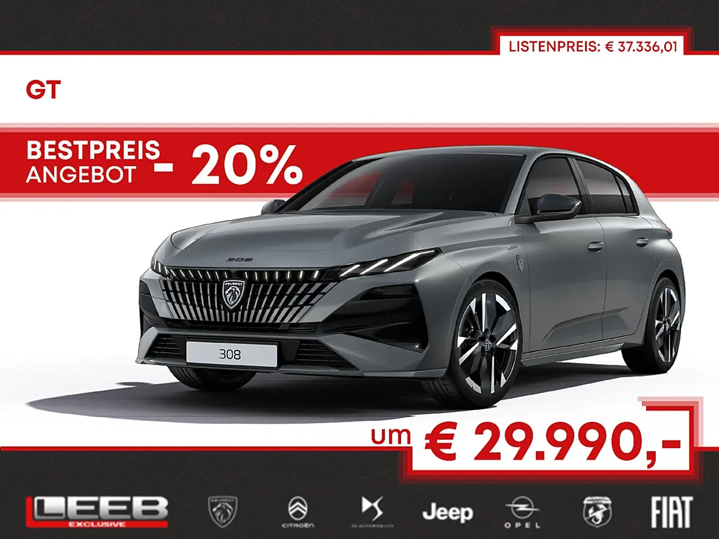 Peugeot 308 GT Hybrid 145 e-DSC6 inkl. Panorama-Dach im Sen... Grau - 1