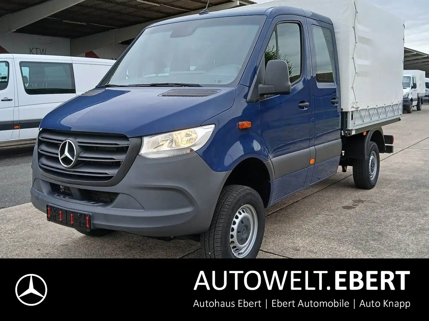 Mercedes-Benz Sprinter 319 CDI 4x4 DoKa Pritsche Plane 9G MBUX Blau - 1