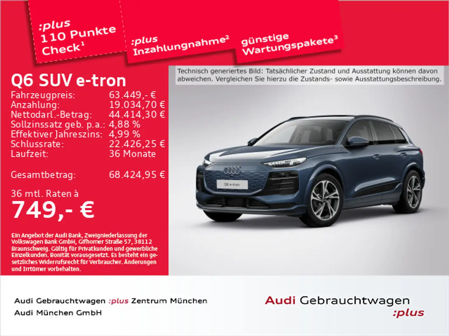 Audi Q6 e-tron Pano/B&O/Matrix/Navi+/HUD/Memory/Priva Blau - 1