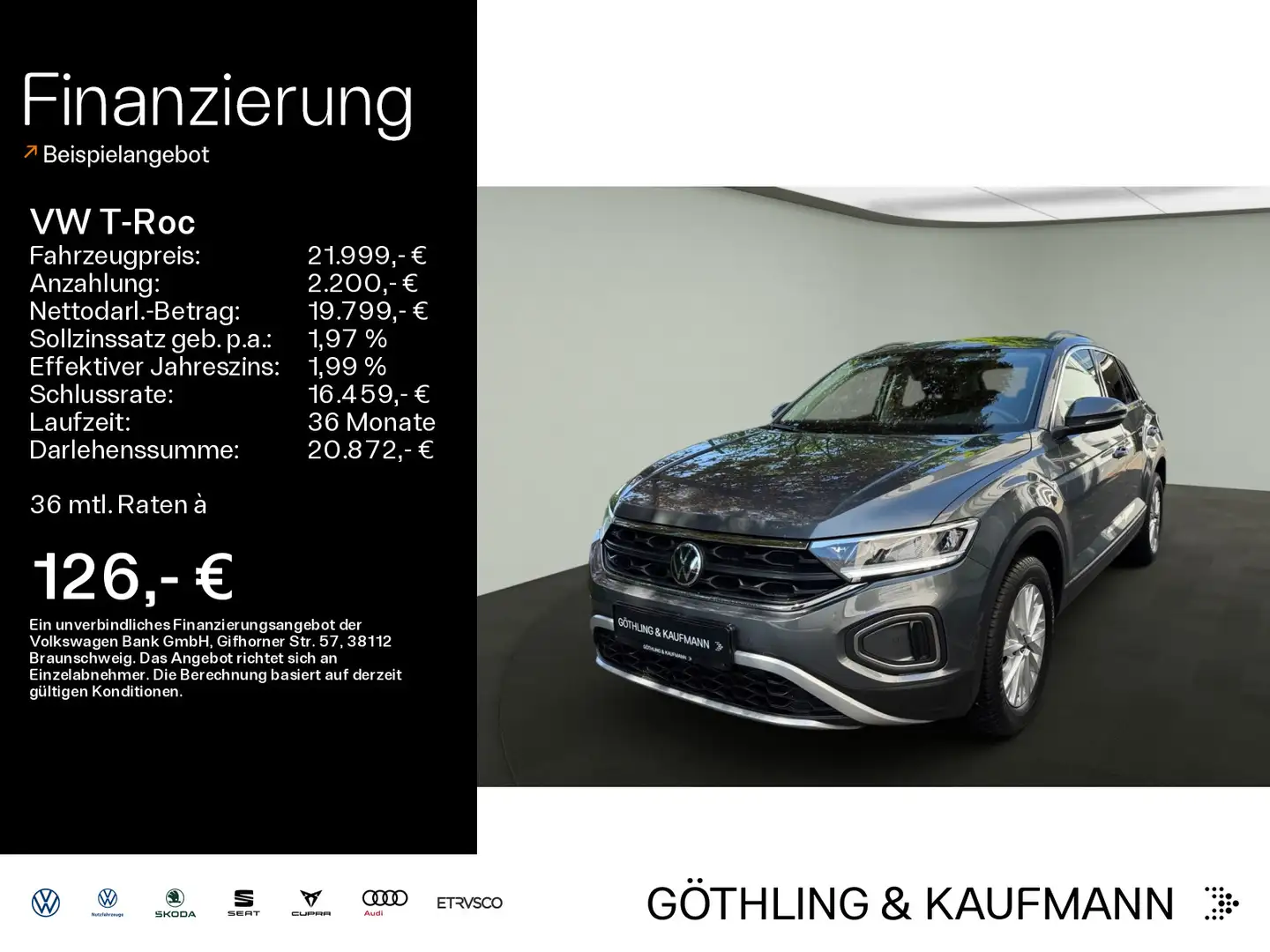 Volkswagen T-Roc 1.0 TSI LIFE*LED*DIGITAL*NAVI*PDC*SHZ*16ZO Grigio - 1