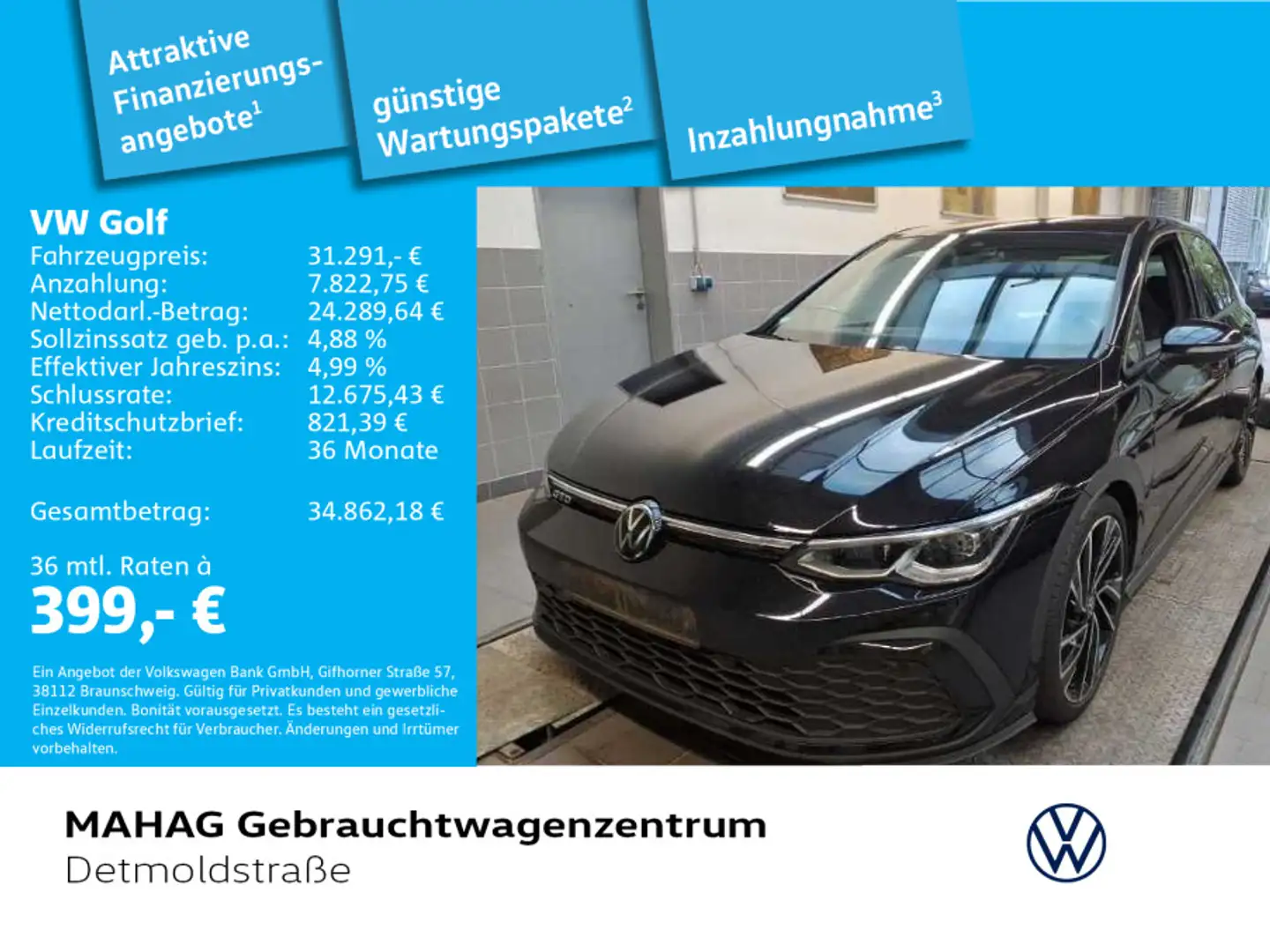 Volkswagen Golf VIII GTD 2.0 TDI IQ.Light Navi Pano ParkPil Schwarz - 1