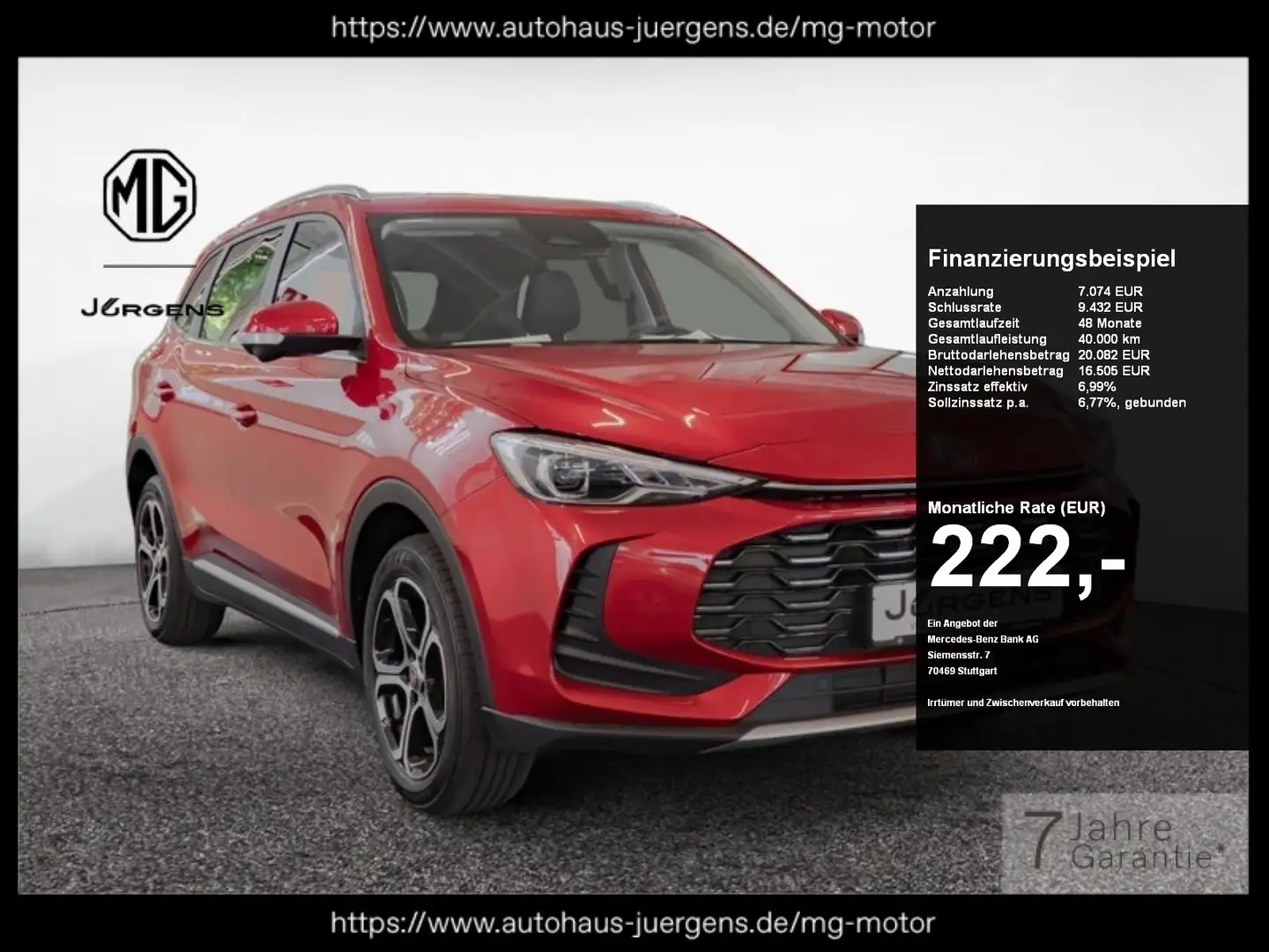 MG ZS 1.5 T Comfort 360+LED+Keyl+Navi+Totw+PTS+SHZ Rouge - 1