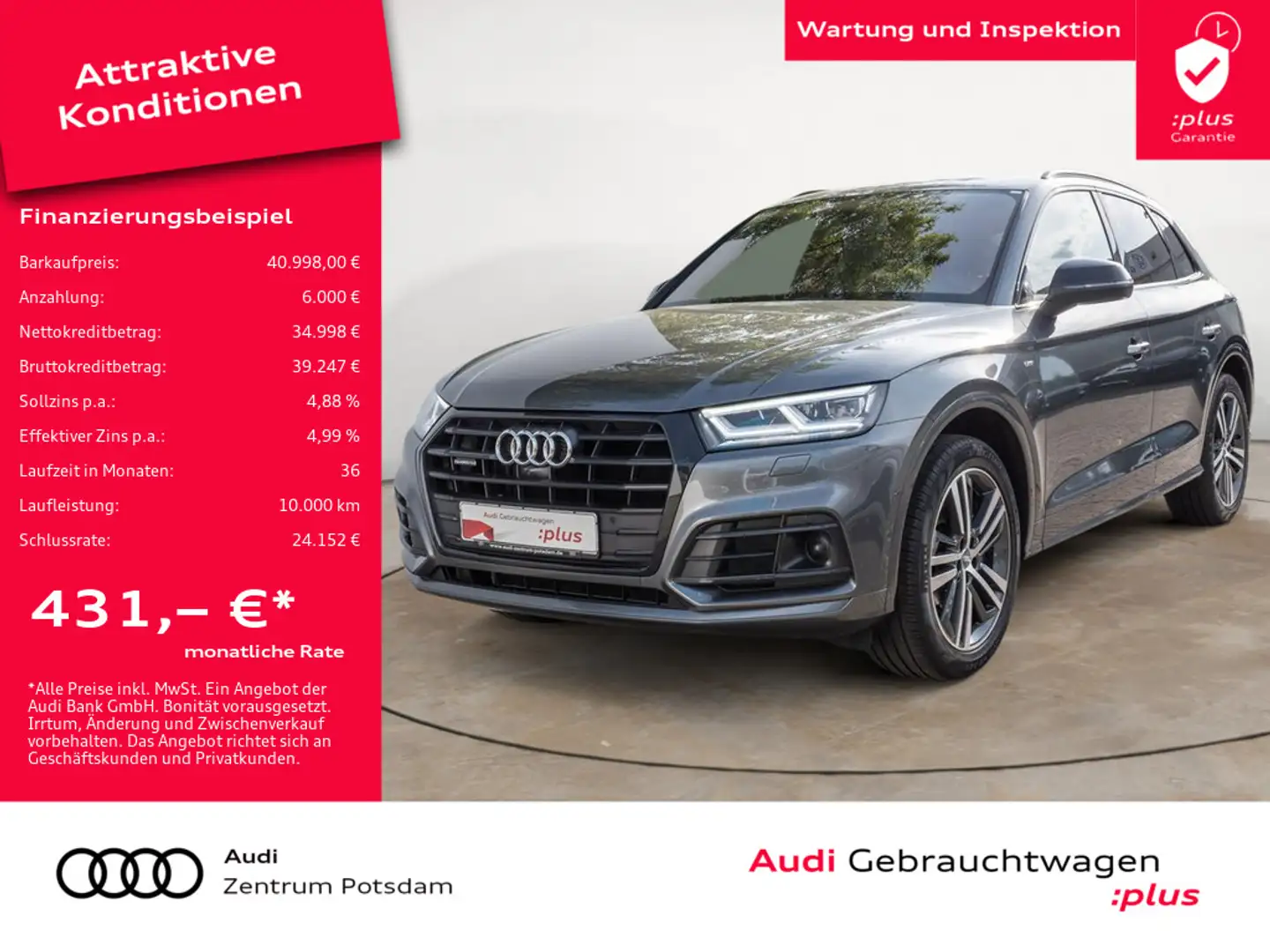 Audi Q5 40TDI quattro S line LED NAVI AHK PANORAMA Gris - 1