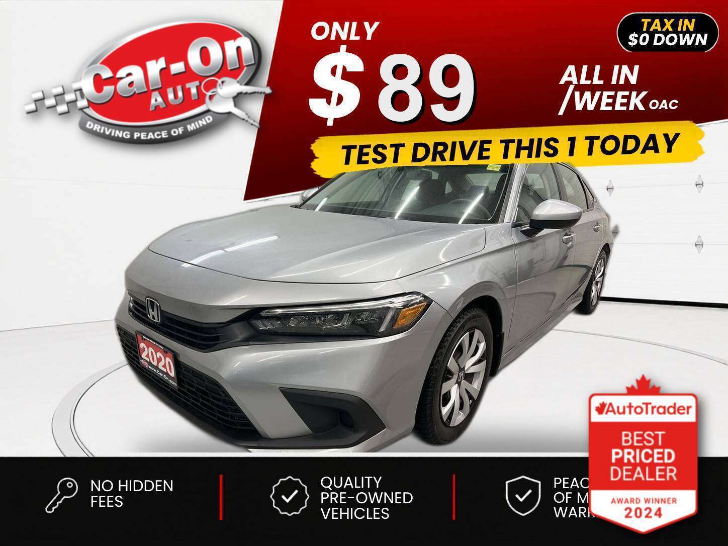Silver 2022 Honda Civic LX FWD Sedan Front-Wheel Drive Automatic