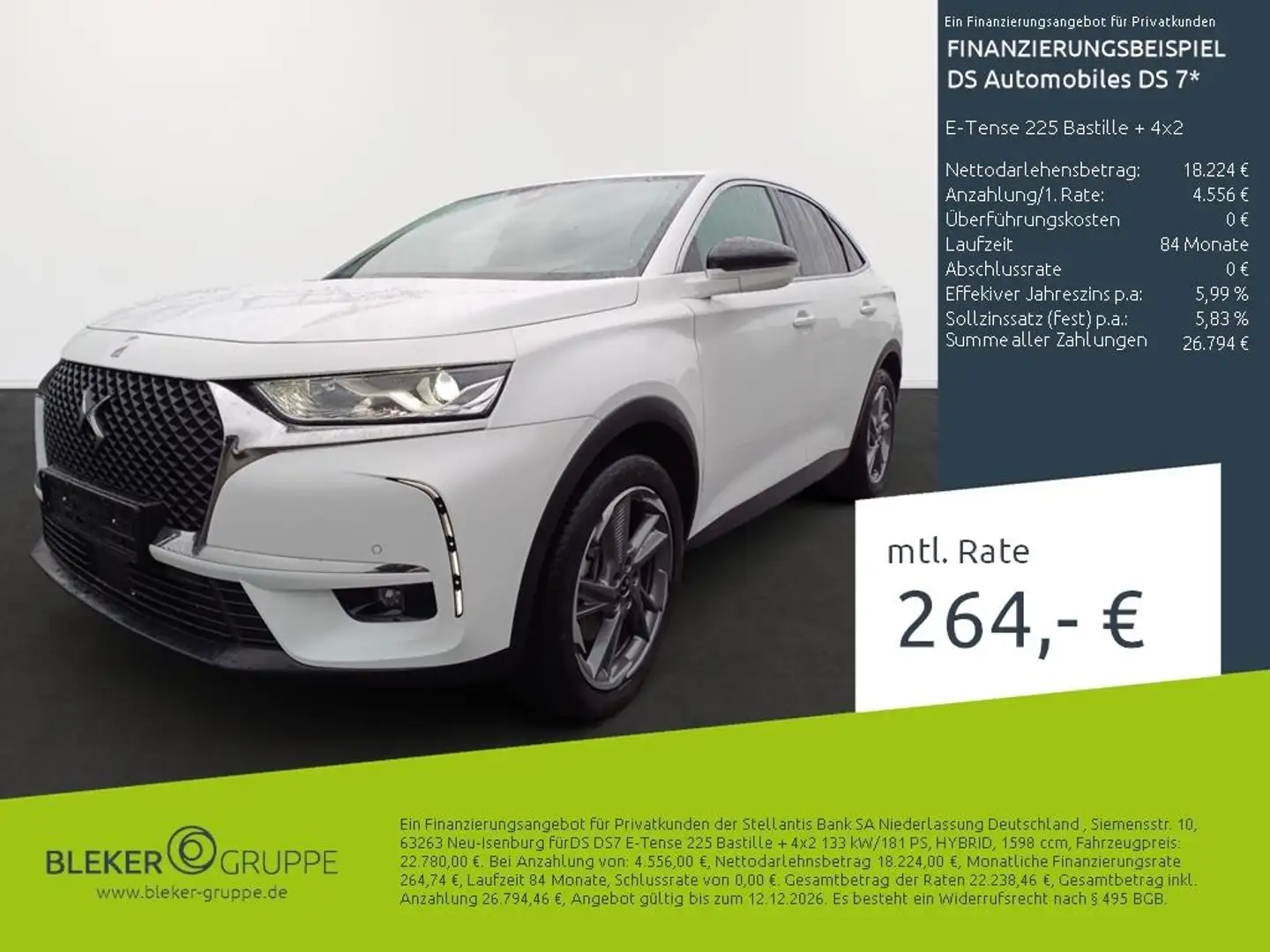 DS Automobiles DS 7 E-Tense 225 Bastille + 4x2 Blanc - 1