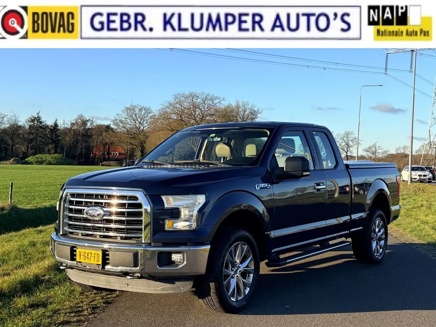 Ford F 150 5.0 V8 SuperCab Aut., Navi, Cruise, ECC, Haak, 20" Blau - 1