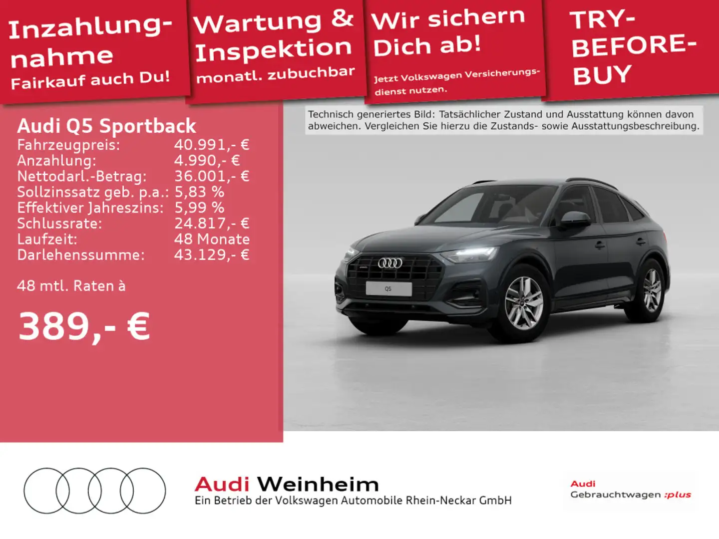 Audi Q5 40 TDI quattro Black-Paket Line LED Grau - 1
