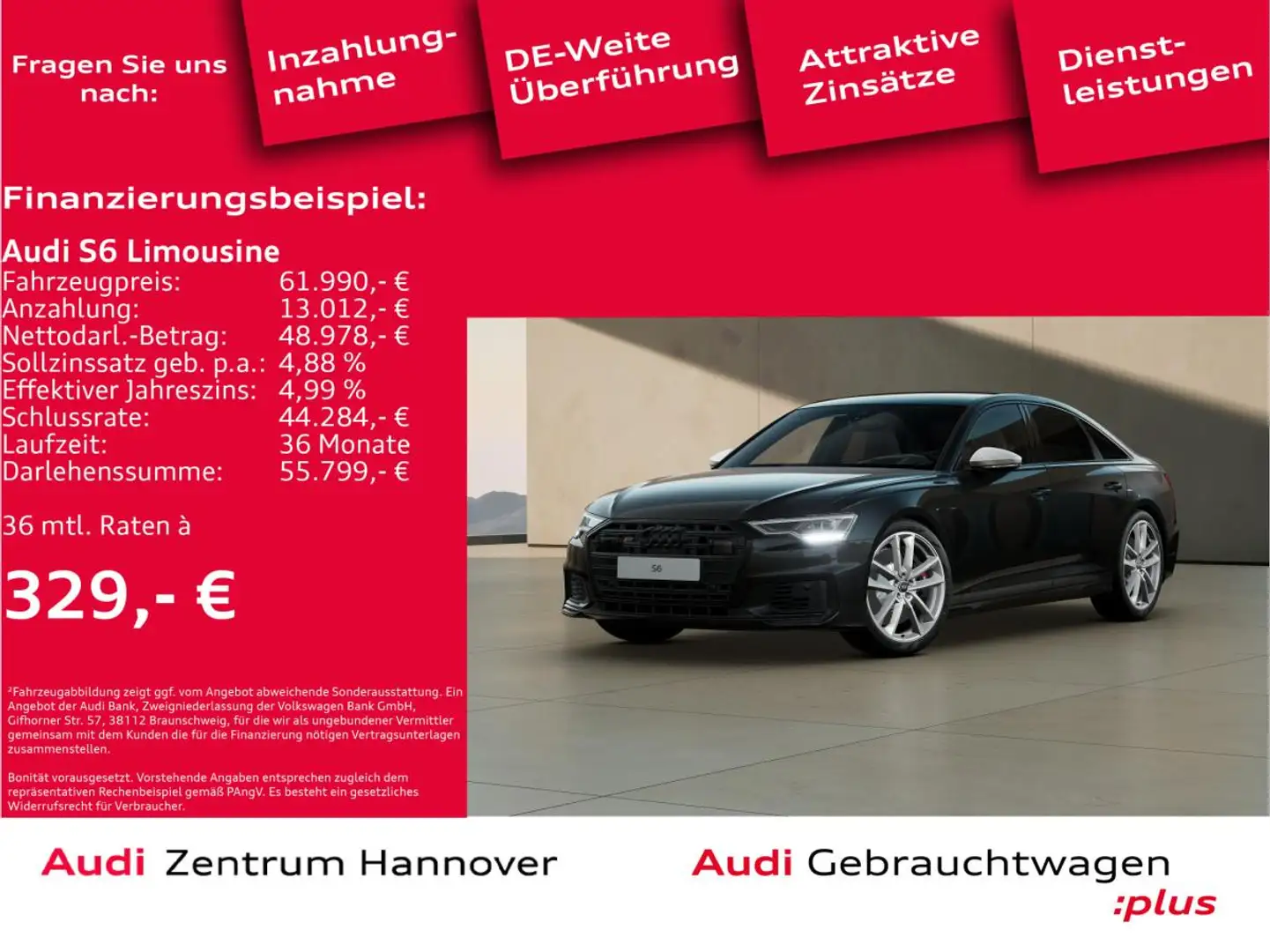 Audi S6 Limousine 55 TDI qu. Head-Up Pano AHK B&O Schwarz - 2