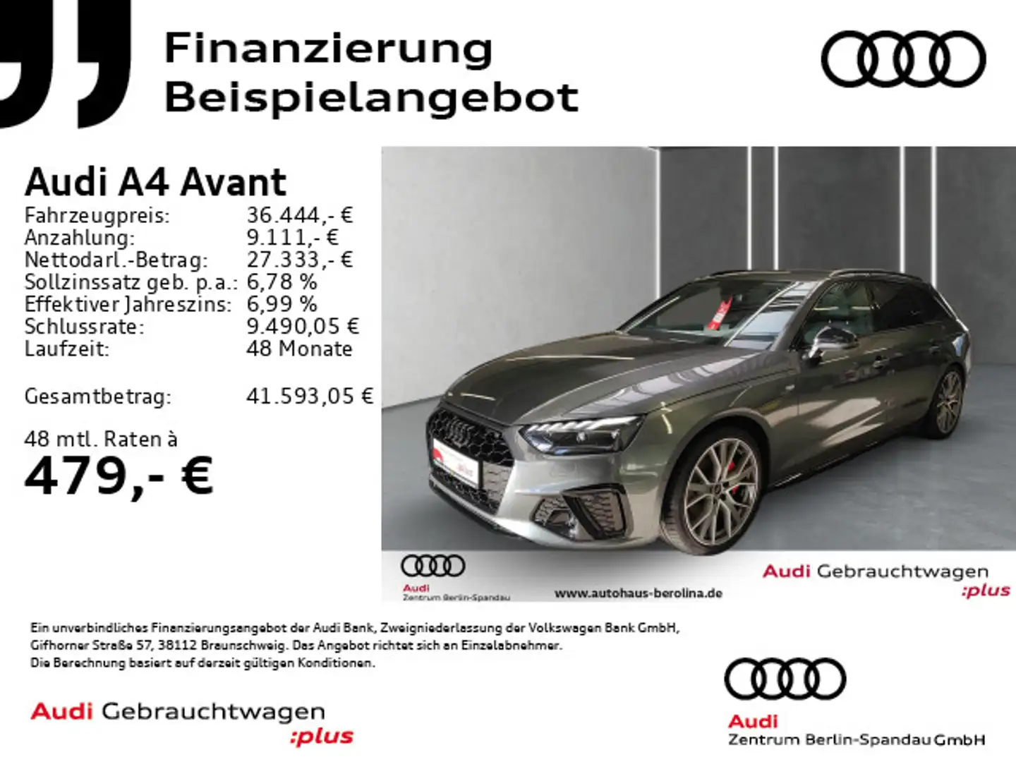 Audi A4 40 TFSI S line S tronic *MATRIX*360°* Gris - 1