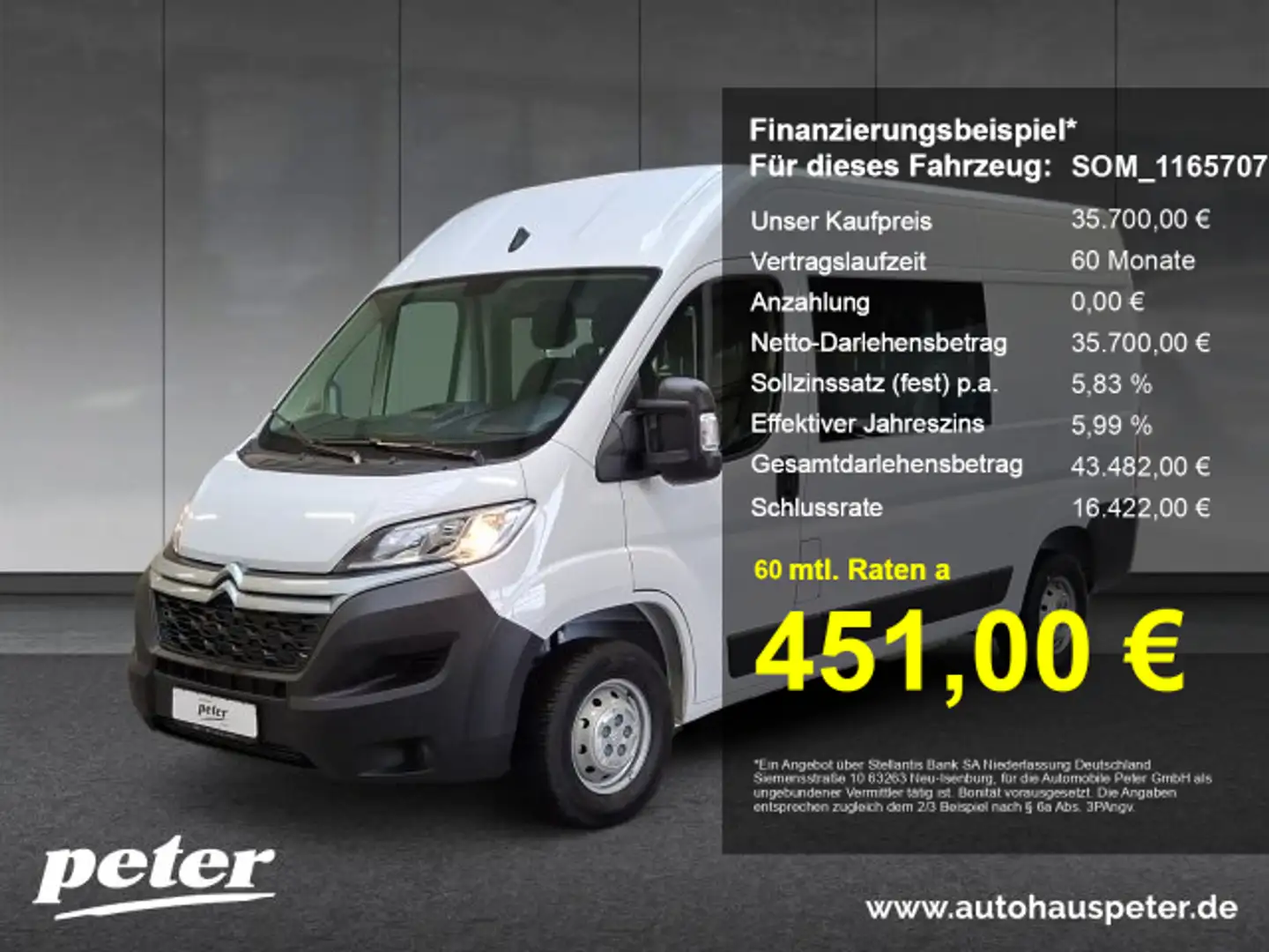 Citroen Jumper Doka L2H2 6Sitzer Blanc - 1