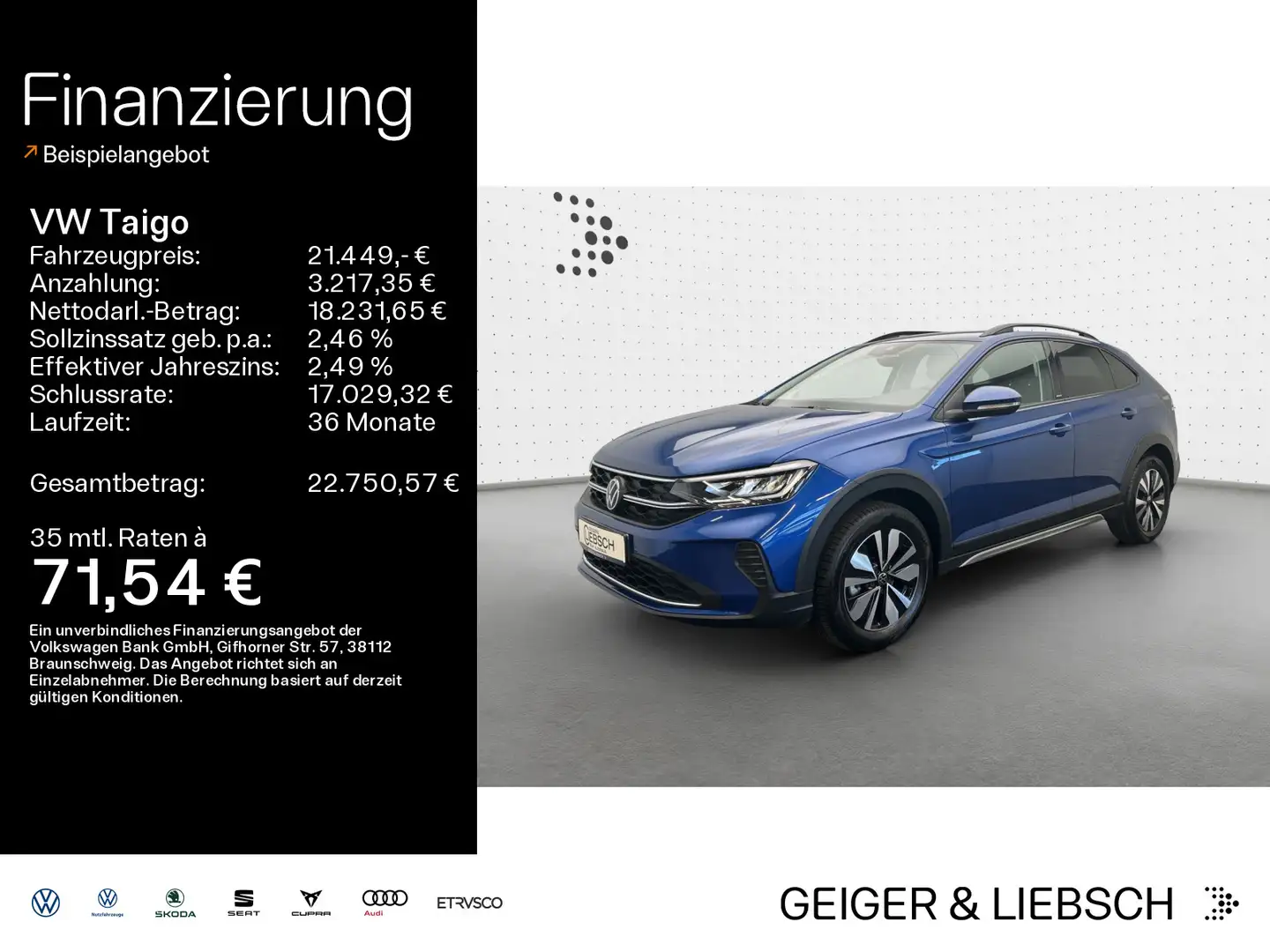 Volkswagen Taigo 1.0 TSI MOVE*LED*AHK*NAVI*KLIMA*PDC*SHZ*AL Blau - 1
