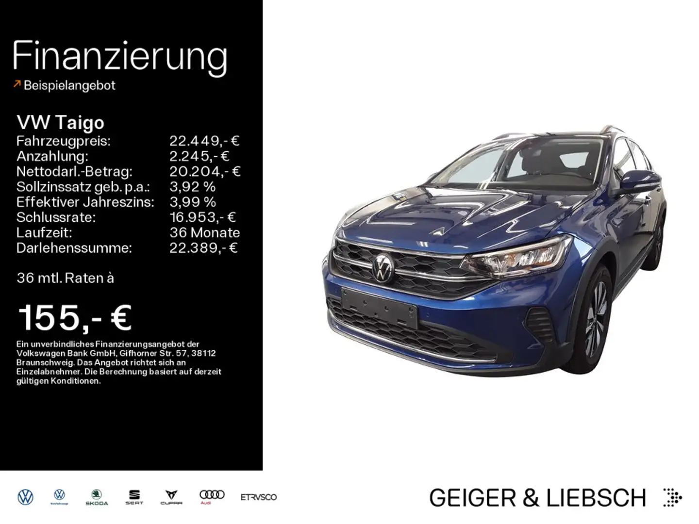 Volkswagen Taigo 1.0 TSI MOVE*LED*AHK*NAVI*KLIMA*PDC*SHZ*AL Blau - 1