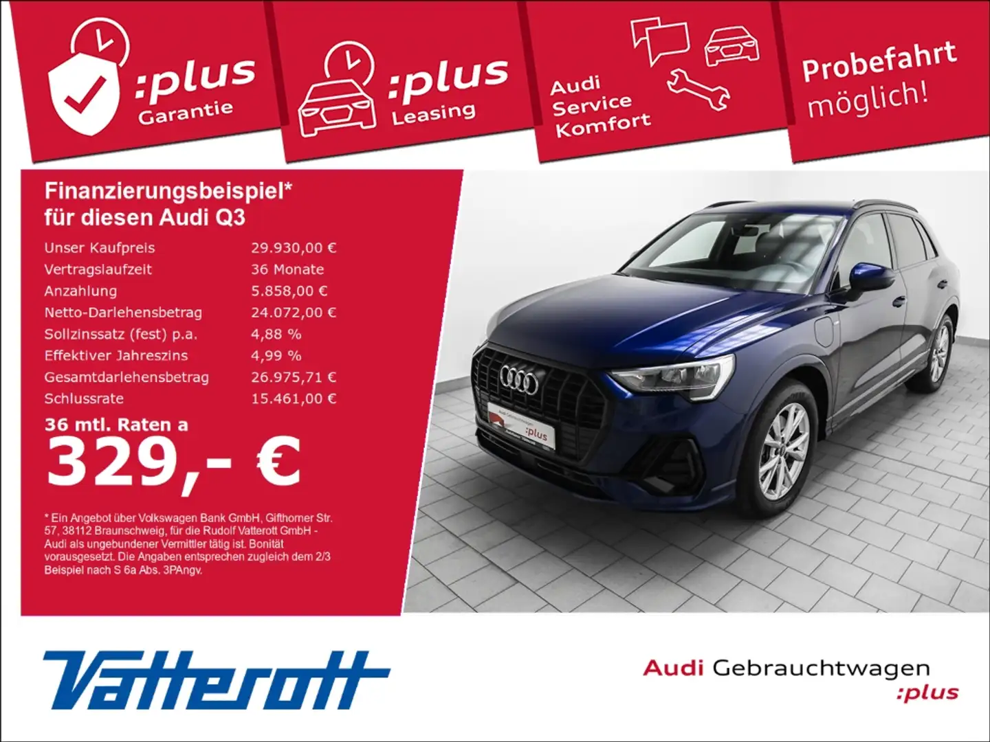 Audi Q3 45 TFSI e S line Navi AHK Kamera Blau - 1