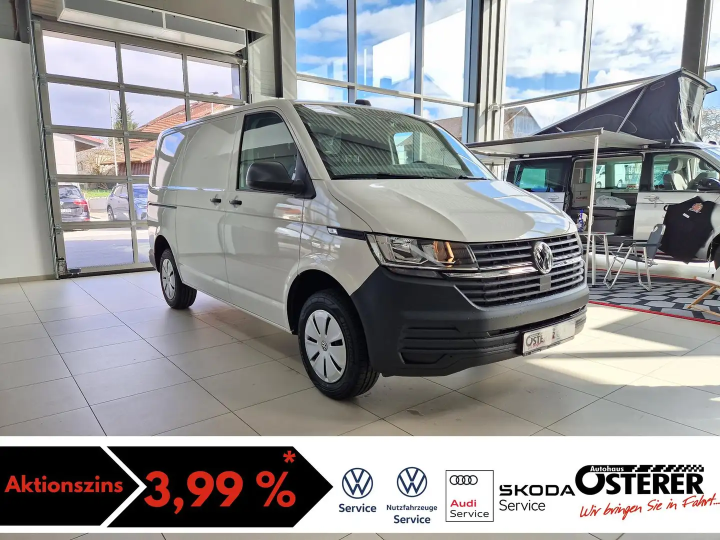 Volkswagen T6.1 Transporter Kasten 2.0 TDI-AHK-Klima-Heckklappe mit Fenster-Tr Weiß - 1