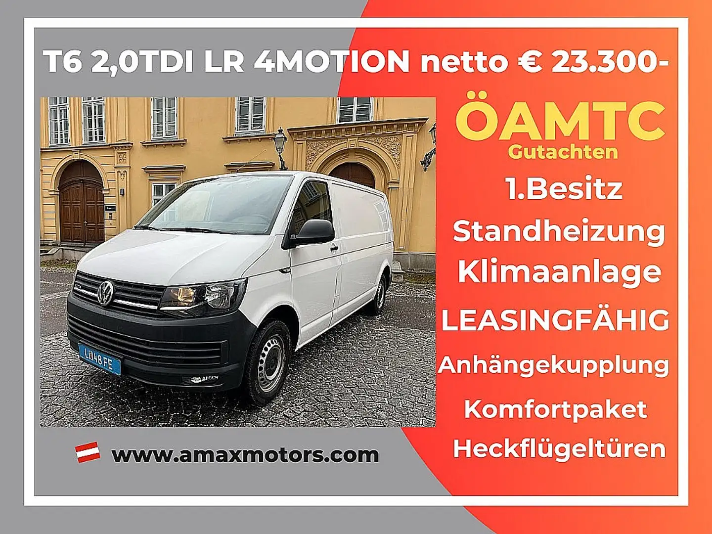 Volkswagen T6 Transporter LR 4Motion 100%SPERRE  ÖAMTC TEST,  1.Besitz,  ... Blanc - 1