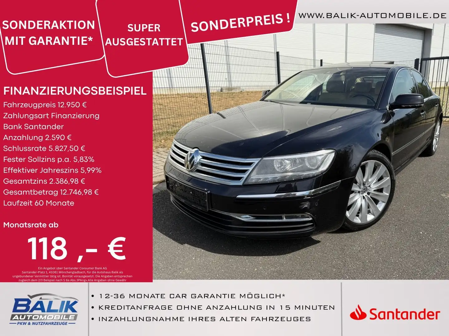 Volkswagen Phaeton 3.0 V6 TDI 4Motion*Dynaudio*Schiebedach* Negro - 1